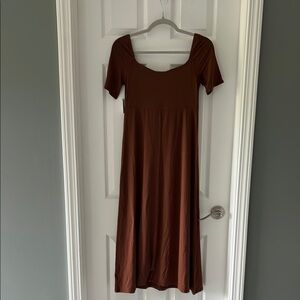 Old Navy Brown Maxi Sundress with Flutter Sleeves